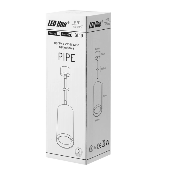 Nowoczesny reflektor zawieszany PIPE WHITE GU10 dł. 12cm | biały