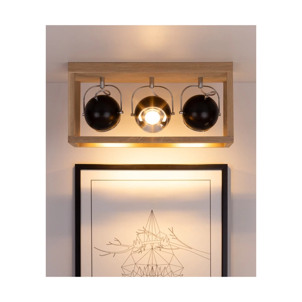Lampa sufitowa Roy z 3xLED GU10 5W Dąb olejowany/Czarny metal 5224374