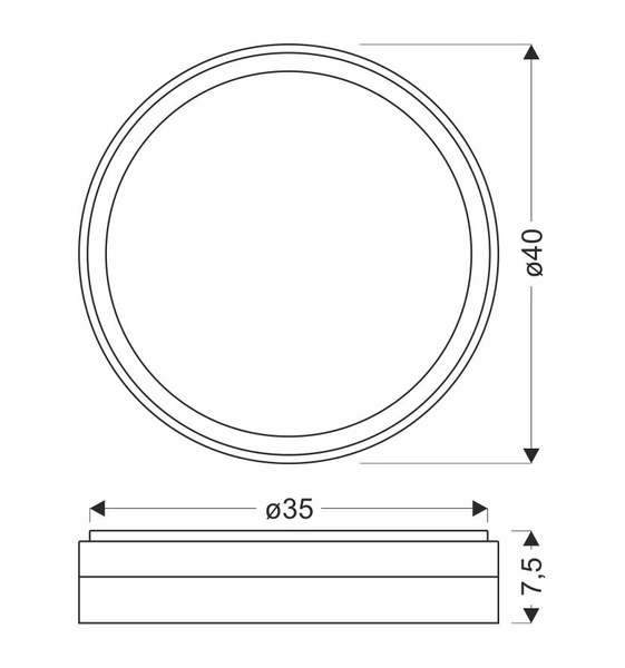 Florida lampa sufitowa plafon biały+czarny 24w led 39 cm klosz biały
