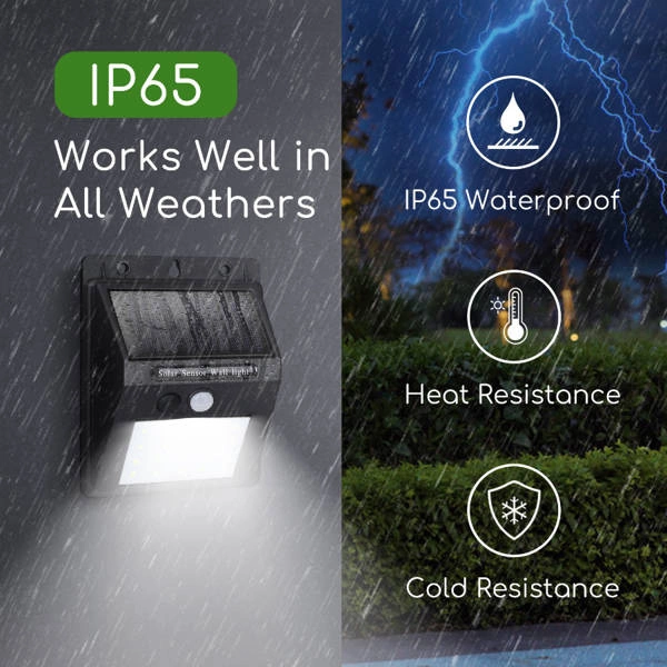 Kinkiet zasilany energią słoneczną z czujnikiem 6500k