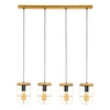 Lampa Wisząca Netuno 4xE27 Max.60W Bejcowana Sosna Brązowa/Czarny Metal/Czarny Kabel PCV/Złoty Metal 1811059451