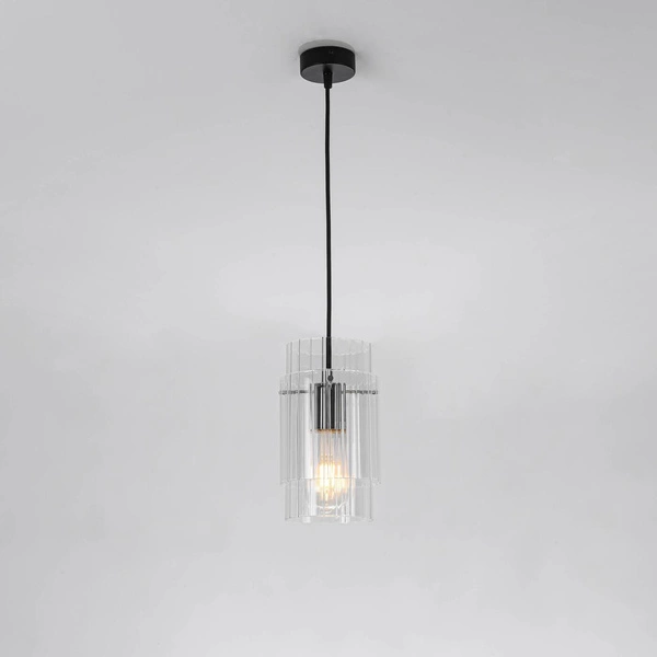 Lampa wisząca Savona 1, czarny/srebrny/transparentny, 1x40W E27
