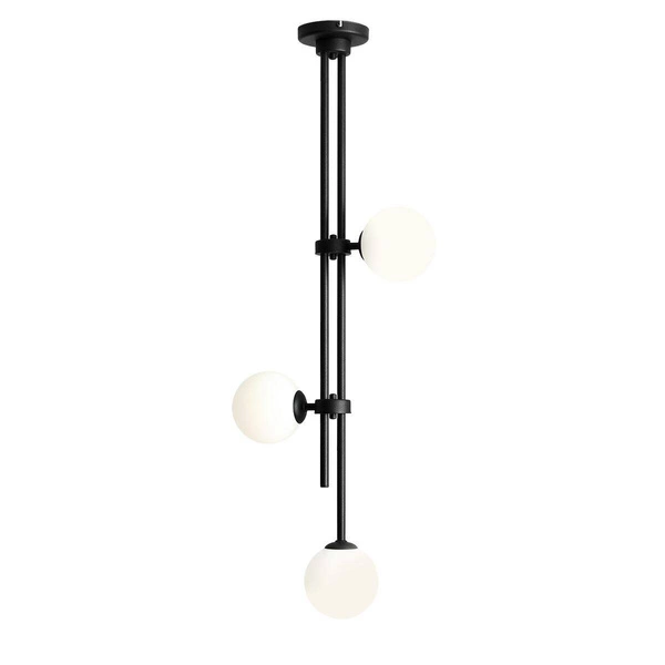 Lampa sufitowa HARMONY 1073PL_E1, czarna z białymi kloszami, 3x40W E14
