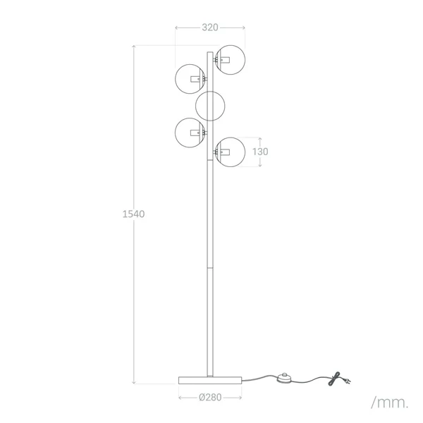 Lampa Podłogowa Czarna Kule Abruzzo Valle 5xE27