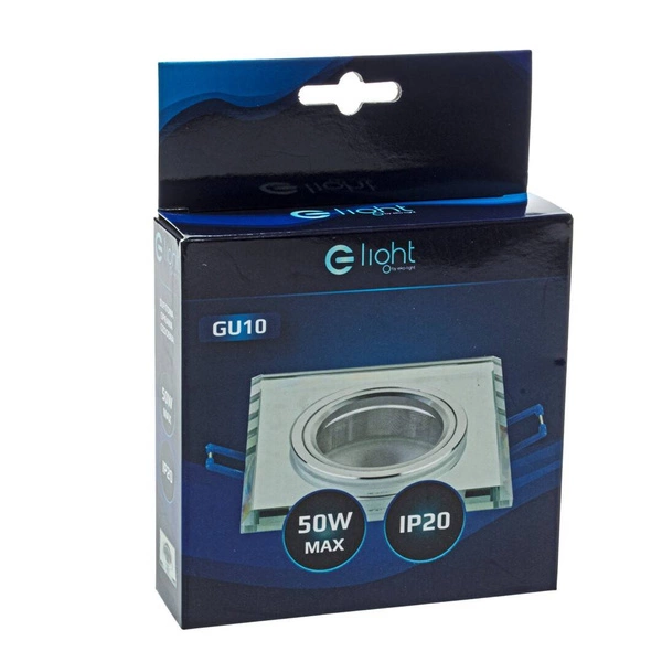 Oczko sufitowe szklane KWADRATOWE Kolor: SREBRNY EKOS270