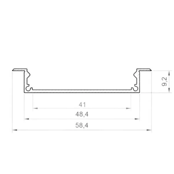 Profil LED P21-1 wpuszczany 200cm szer. 41mm | do osłonek C6 | Biały