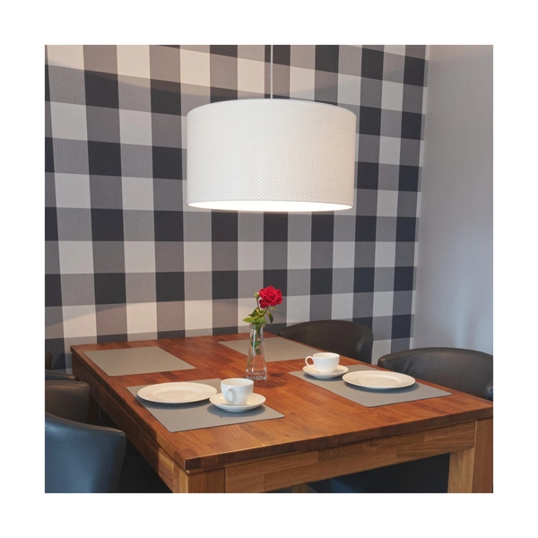 Lampa wisząca Leila 1xE27 maks. 60W chromowany metal/przezroczysty kabel PVC/wielokolorowy papier + klosz z PCV z wzorem w kropki 3564028