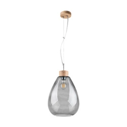 Lampa Wisząca Piro 1xE27 Max.60W Dąb Olejowany/Przezroczysty Kabel PCV/Szkło Dymne 9823074