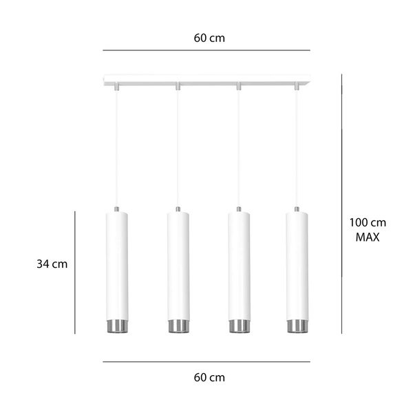 Lampa wisząca Emibig KIBO 4 WH/CHROME 641/4