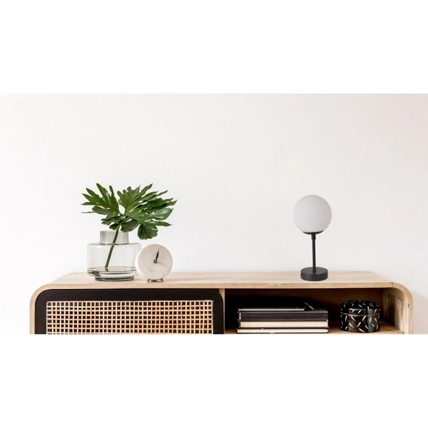 Lampa biurkowa DORADO, mała, czarna z białym kloszem, 1x40W E14