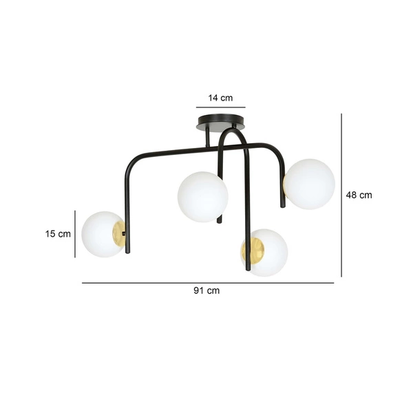 Lampa sufitowa Emibig RAGNAR 4B Czarny GOLD 1032/4B
