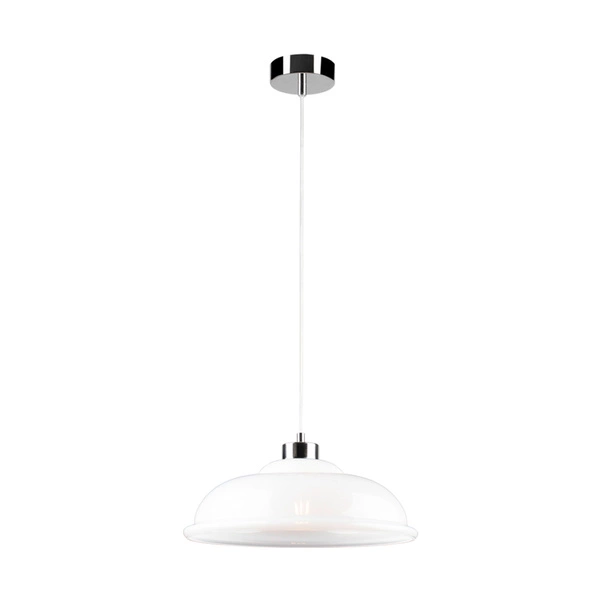 Lampa wisząca Molde 1xE27 maks. 60W chromowany metal/przezroczysty kabel PVC/białe szkło 9884028