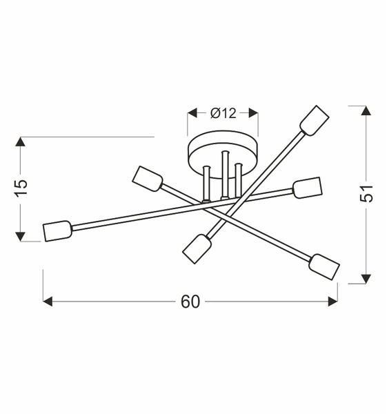 Lampa sufitowa CRESPILO, 36-01245, czarny/złoty, 6x40W E27