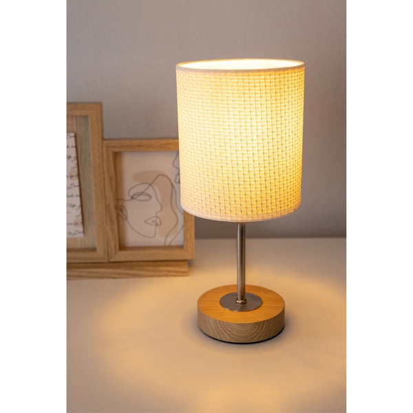 Benita Lampa Stołowa 1xE27 Max. 25W Dąb Olejowany/Nikiel mat/Kremowy-Srebrny 7017400911527