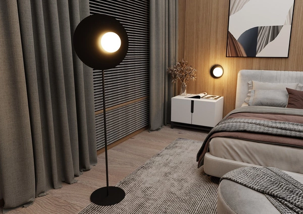 Lampa podłogowa Emibig OSLO LP Czarny/OPAL 1187/LP