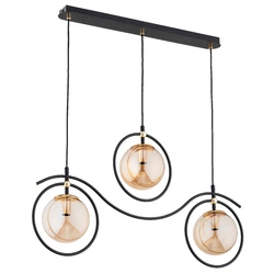 Lampa wisząca ALFA KIRA CZARNA & ZŁOTA 3xE14 78cm | 62473
