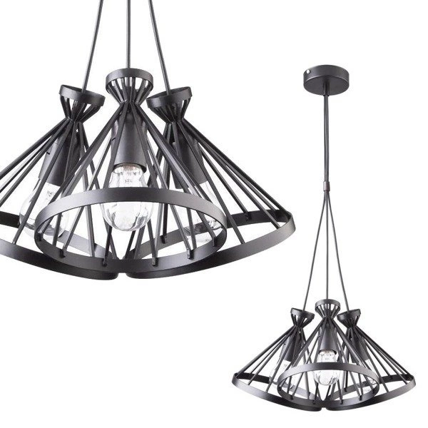 Lampa wisząca koło NOWUM III czarna druciana