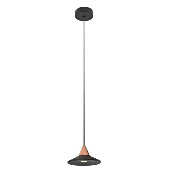 Lampa wisząca nowoczesna TINO 7W ciepła 3000K śr. 9,2cm | czarny/różowe złoto