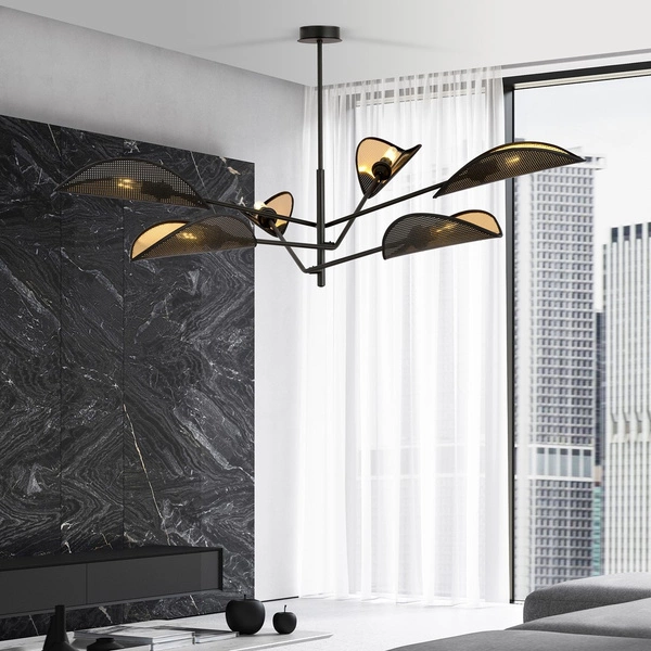 Lampa sufitowa Emibig VENE 6 Czarny/GOLD 1158/6