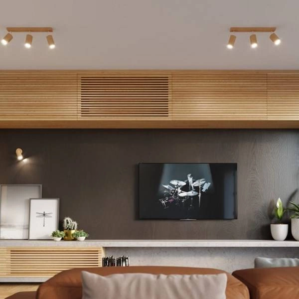 Lampa sufitowa (spot) BERG 3, SL.0703, naturalne drewno, 3x40W GU10