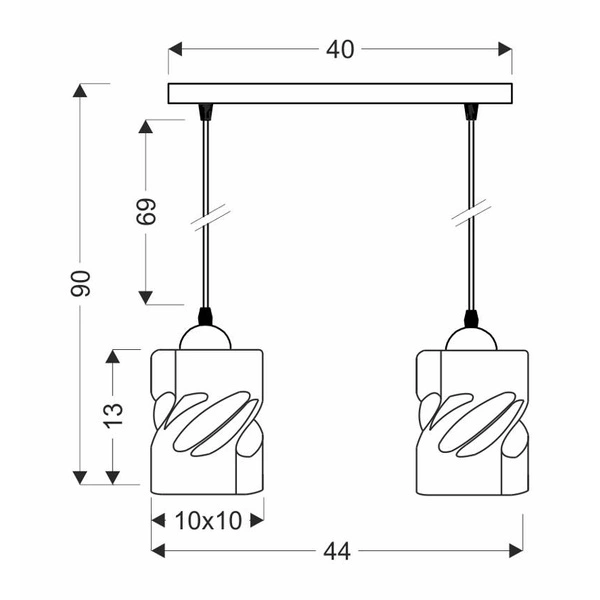 Lampa wisząca FELIS, 32-00170, czarny/bursztynowy, 2x60W E27