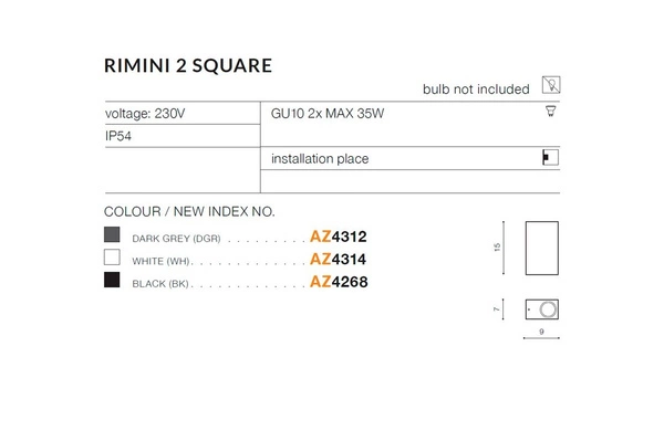 Azzardo RIMINI 2 WH 2177