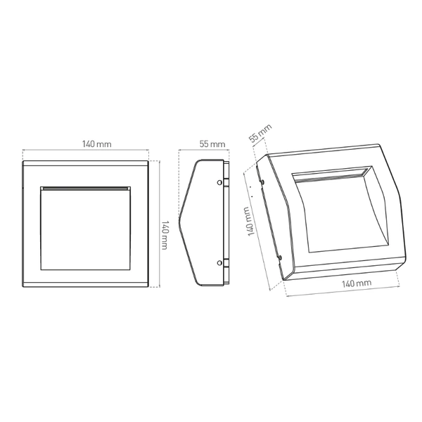 Zewnętrzna lampa ścienna WALL 50 6W 4000K IP54 wpuszczana | szary