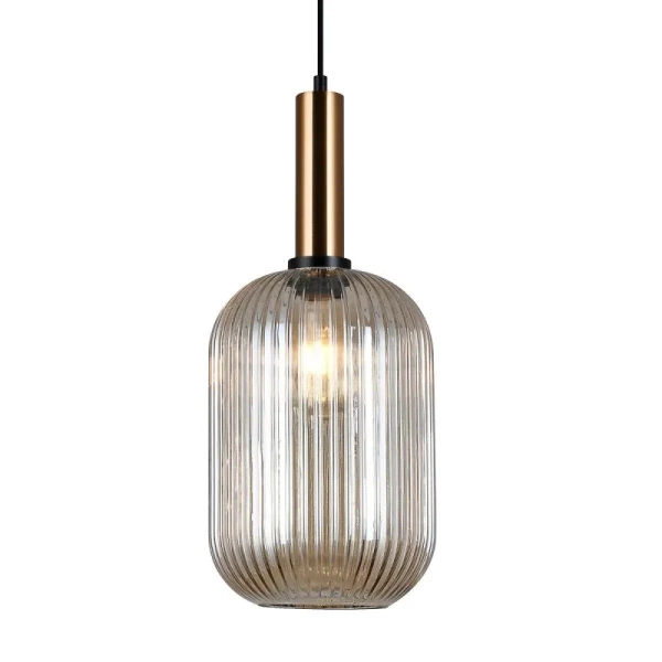 Lampa wisząca ANTIOLA z dymionym kloszem śr. 20cm E27 | mosiężny