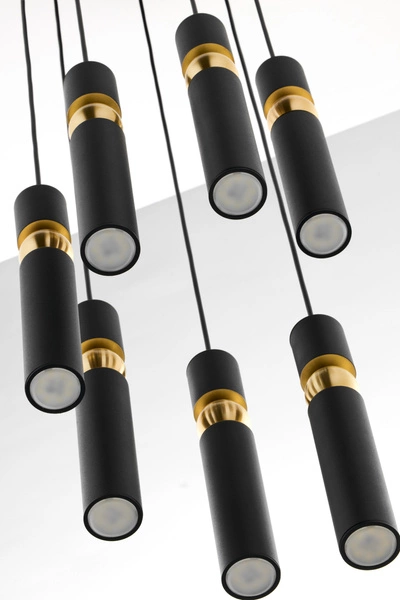 Nowoczesna Lampa wisząca ALAS wys. 35-136cm 7xG10 14W IP20 | Złoty