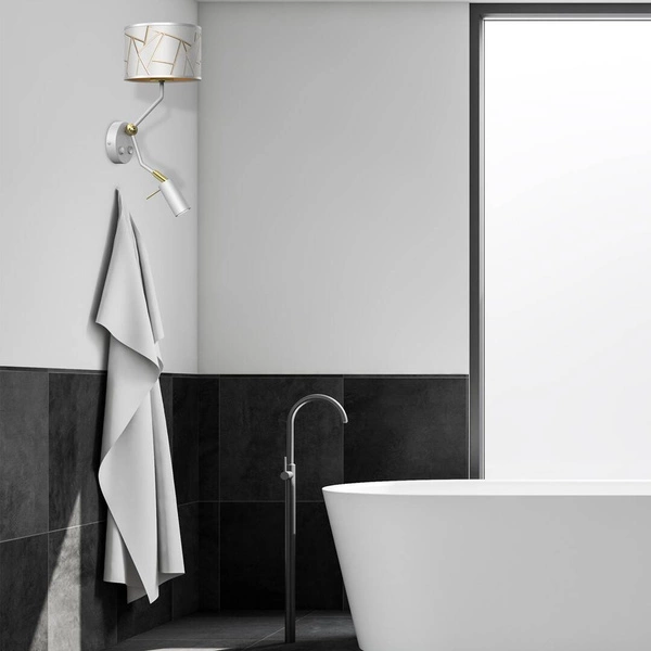 Kinkiet ZIGGY WHITE, MLP7562, biały/złoty, 1x60W E27 + 1x8W mini GU10