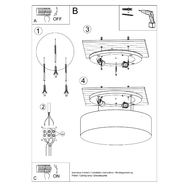 Plafon Arena 35 dwu punktowy stal szary PVC 15W LED, SL.0122