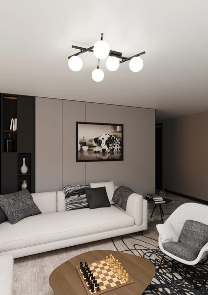 Lampa sufitowa Emibig SMART 5 Czarny/OPAL 1103/5