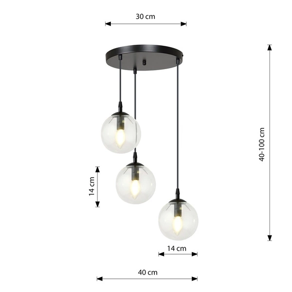Lampa wisząca Emibig COSMO 3 BL PREMIUM TRANSPARENT 711/3PREM