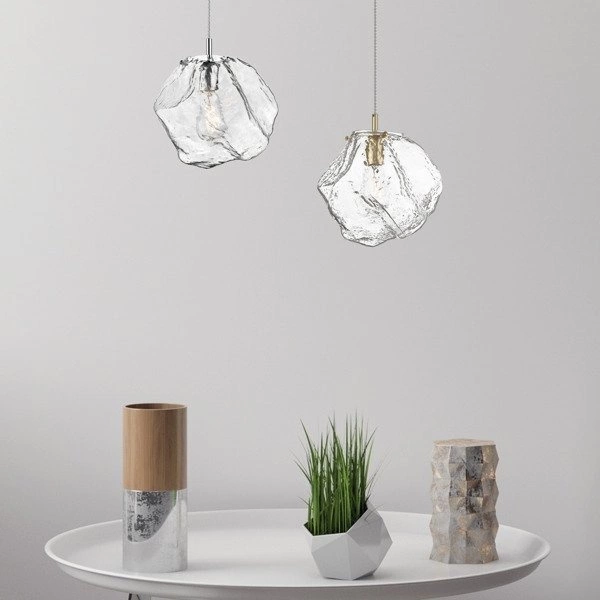 Lampa wisząca szklana do salonu śr.28 ROCK E27 40W | złoty