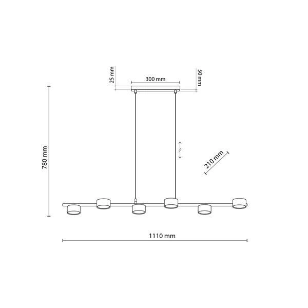 AVIA BLACK LAMPA WISZĄCA 6 PŁ 4694