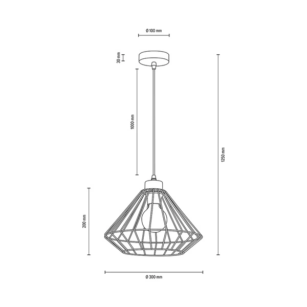 Lampa wisząca Raquelle 1xE27 maks. 60W Dąb olejowany/Czarny metal/Czarny kabel PCV 187119104