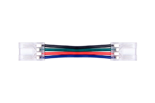 Złącze taśmy LED 10mm z przewodem dwustronne transparentne 4pin 3.5A