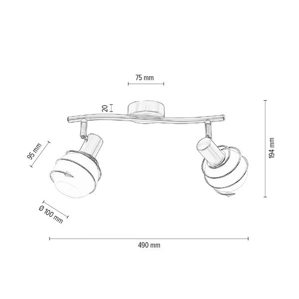 Lampa Sufitowa Daria 2xE14 Max.40W Metal Satynowy/Szkło Białe 2093227