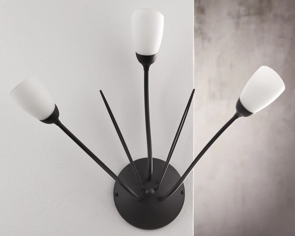 Klasyczny Kinkiet GLORIOSA wys. 44cm 3xG9 14W IP20 | czarny mat