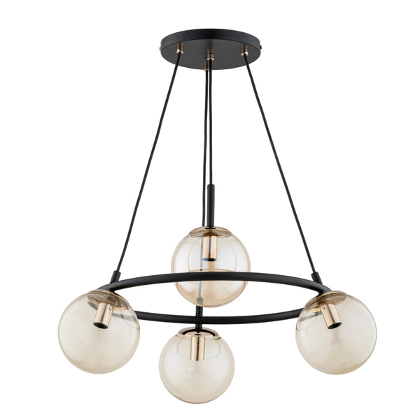 Lampa wisząca ALFA RINGO T4 CZARNA & ZŁOTA 4xE14 58cm | 63245
