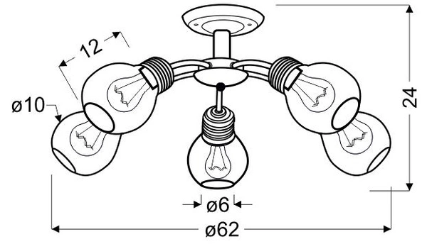 Lampa sufitowa GLIVA 35-56603 patynowa 5x60W E27