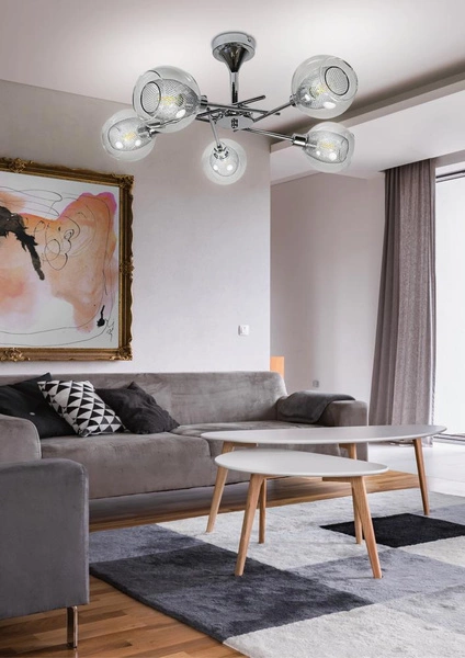 Lampa sufitowa OZZO 35-72252 chrom/transparentny 5x40W E14