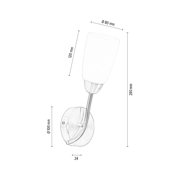 Kinkiet Terni 1xE14 Max.40W Grafitowy Metal/Białe Szkło 8330126