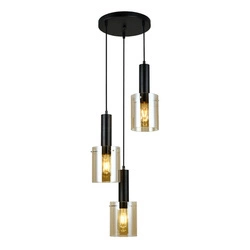 Lampa wisząca SARDO śr. 33cm 3xE27 | czarny/bursztynowy