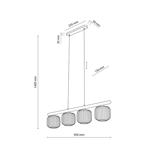 SALVIA BROWN LAMPA WISZACA 4XE14