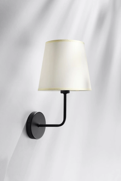 PASTERI LAMPA KINKIET CZARNY MATOWY 1X40 E14 ABAŻUR BEŻOWY