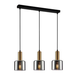 Lampa wisząca Santia z dymionym kloszem wys. cał. 94,5cm 3xE27 | miedziany