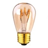 Żarówka amber LED E27 ST14 0,5W filament SPIRALA VINTAGE | barwa ciepła