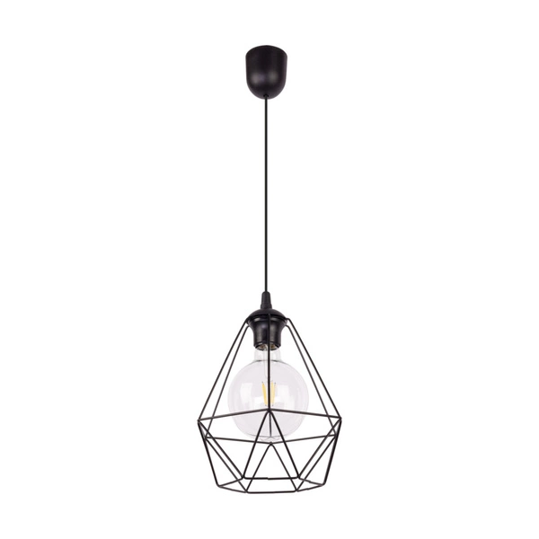 Lampa wisząca Diament 1xE27 maks. 60W Czarny metal/czarny materiał syntetyczny/czarny kabel PVC 2179104