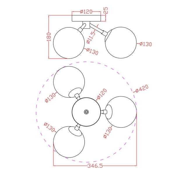 Plafon Dorado 36cm 3xG9 | złoty